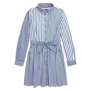 Polo Ralph Lauren NWOT Girls Striped Cotton Poplin Dress Blue/ White Size 8